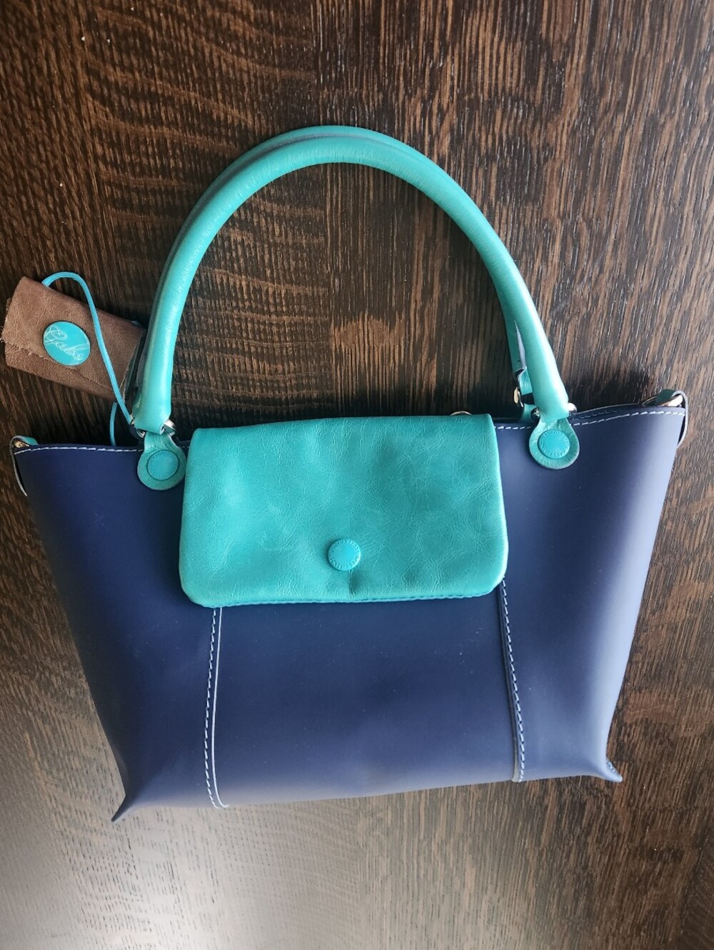 Gabs Italian Leather Convertible Handbag Blue Turquoise EUC $52